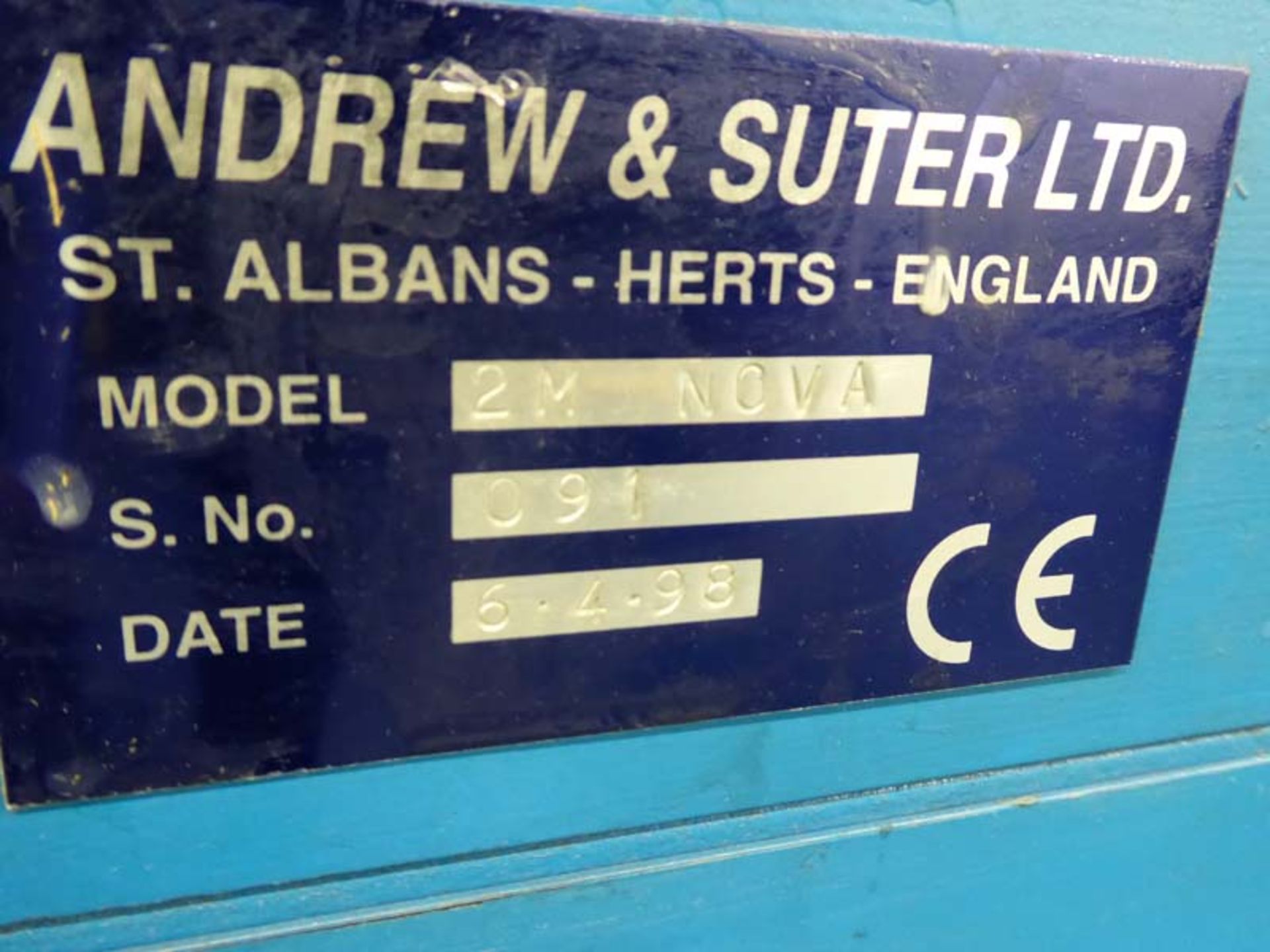 Andrews and Suter semi-automatic gluer Serial Number: 091 Year: 06/04/1998 - Image 6 of 6