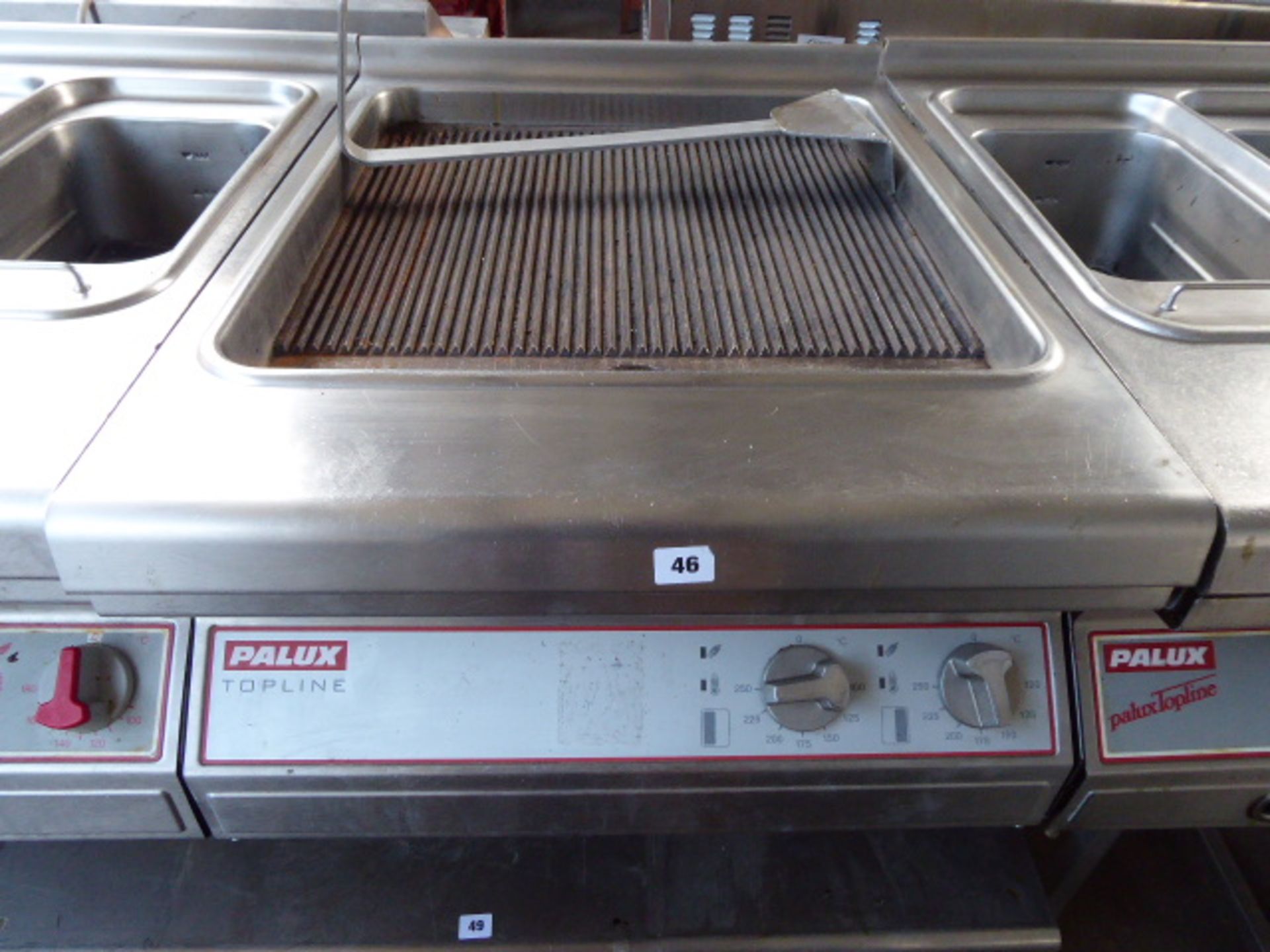 60cm electric Palux Topline ribbed griddle with cleaning arm