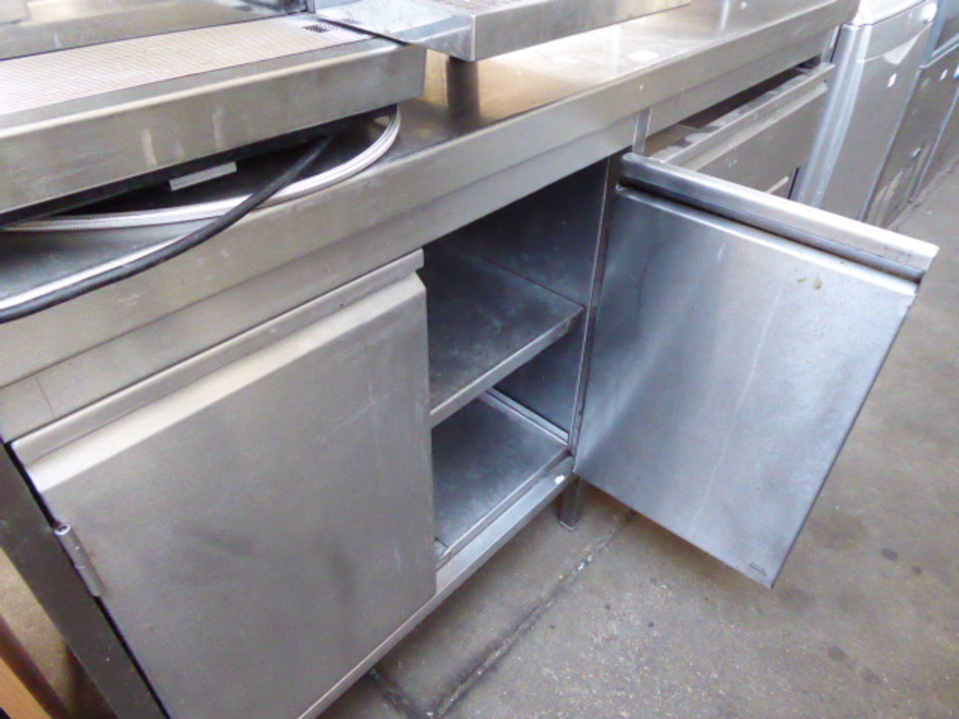 150cm heavy engineered stainless steel preparation station with 3 drawers and cupboard under - Image 2 of 2