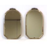 A pair of 1930's wall mirrors with copper finished frames,