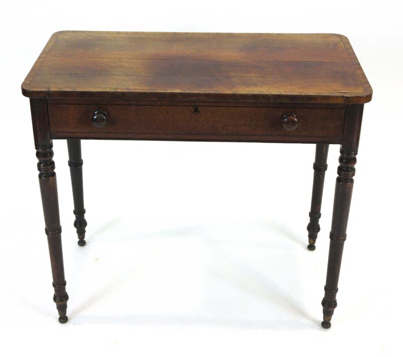 A Regency mahogany and walnut crossbanded writing table, - Image 2 of 4