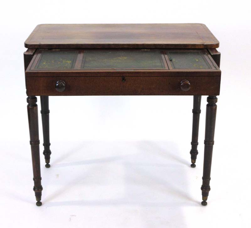 A Regency mahogany and walnut crossbanded writing table, - Image 3 of 4