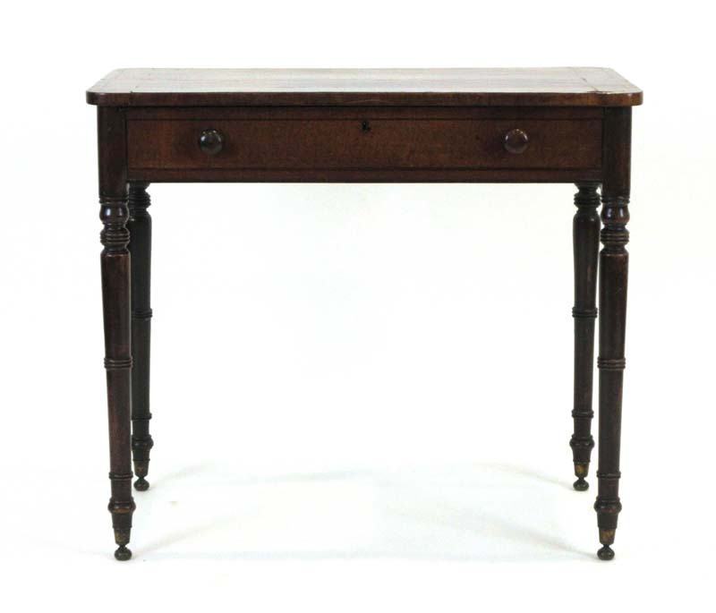 A Regency mahogany and walnut crossbanded writing table,