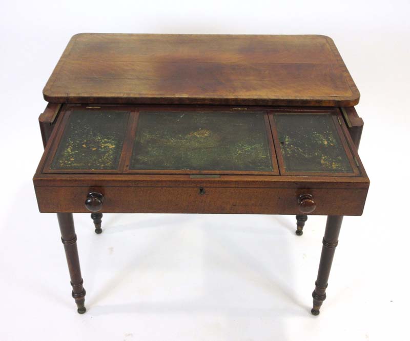 A Regency mahogany and walnut crossbanded writing table, - Image 4 of 4
