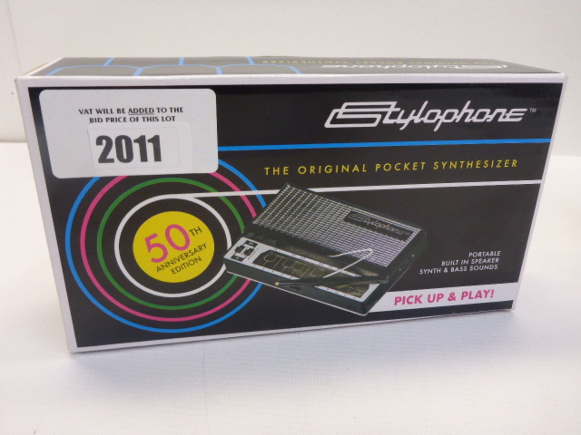 Stylophone pocket synthesizer boxed.