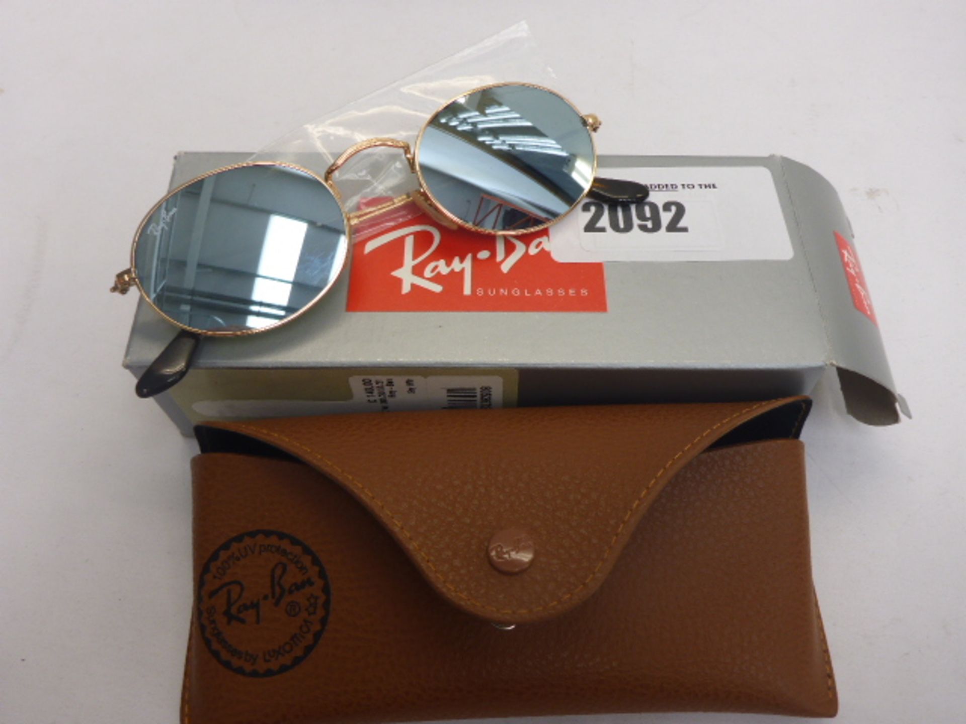 Ray-Ban RB 3547 gold sunglasses in case and box