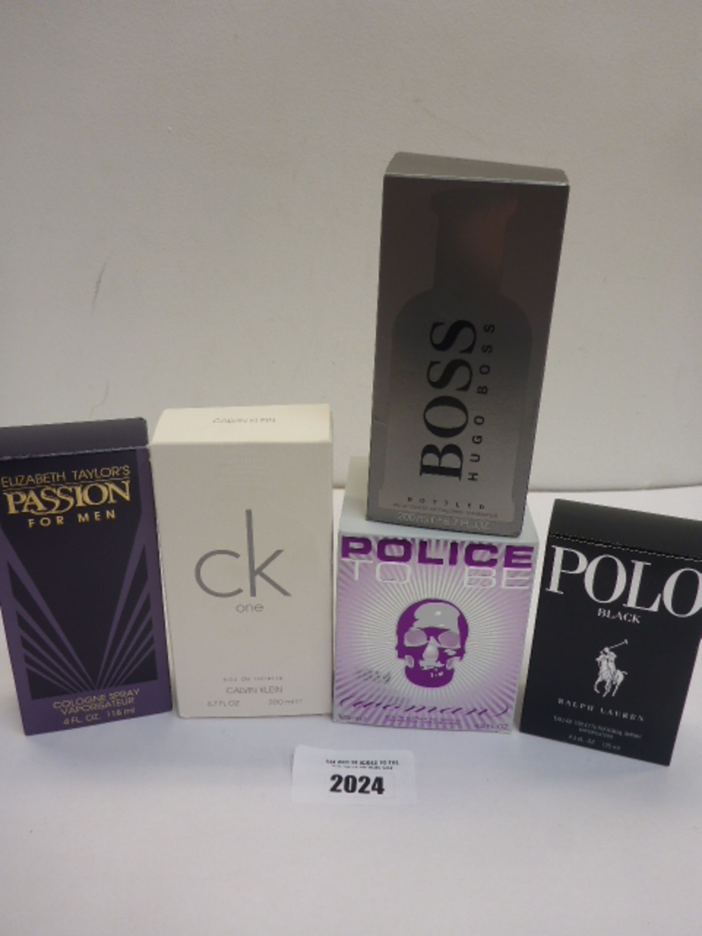 Ralph Lauren Black, Police To Be, Hugo Boss and CK One perfumes/aftershaves (opened)