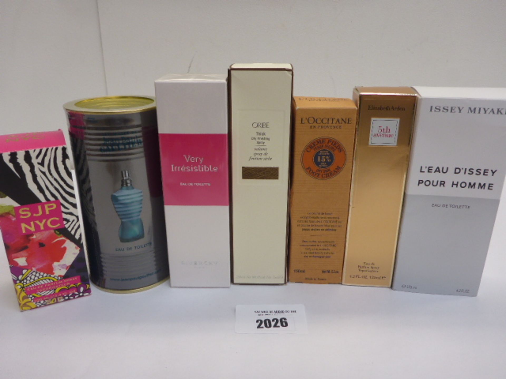 Quantity of perfumes and cosmetics; Jean Paul, 5th Avenue, Isset Miyake, SJP NYC, Givenchy etc