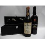 2 bottles, 1x bottle of Warre's 1963 Vintage Port with gift box, corkscrew,