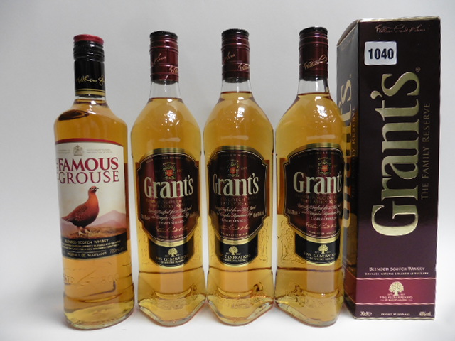 4 bottles, 1x The Famous Grouse Scotch Whisky 40% 70cl & 3x Grant's Family Reserve Scotch Whisky,