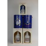 5 Bell's Celebration Whisky Bells with boxes/cartons, Prince Charles & Andrew's Weddings,