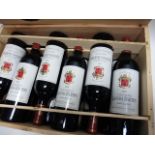 A wooden case of 12 bottles of Chateau Langoa Barton 2005 Saint Julien