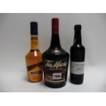 3 bottles, 1x De Kuyper Apricot Brandy Liqueur 24% 50cl,