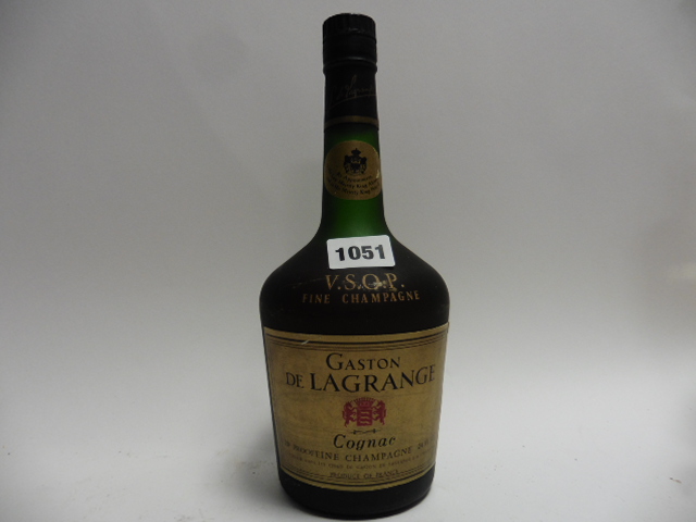 An old bottle of Gaston De Lagrange VSOP Fine Champagne Cognac 70 proof 40% 24fl oz circa 1960's