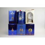 6 Bell's Celebration Whisky Bells with boxes/cartons, Queen's 60th & 75th Birthdays,