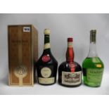 3 bottles, 1x Benedictine DOM Liqueur with box 40% 1litre,