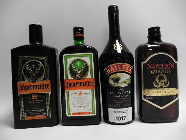 3 bottles, 1x Jagermeister Digestive with tin 35% 1 litre,