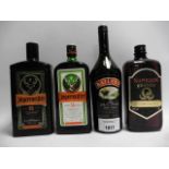 3 bottles, 1x Jagermeister Digestive with tin 35% 1 litre,