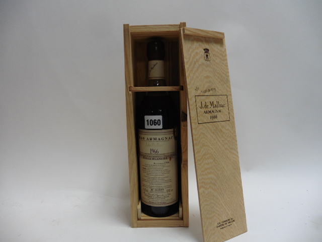 A bottle of J de Malliac Vintage 1966 Bas Armagnac from the Folle Blanche grape,
