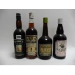 4 bottles circa 1960's, 1x Whiteway's Devon Damson wine 26 Proof,