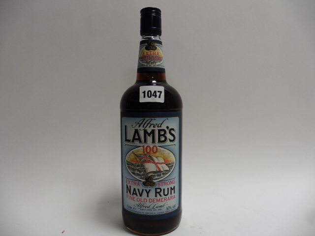 A bottle of Alfred Lamb's 100 Extra Strong Fine Old Demerara Navy Rum 57% 1 litre