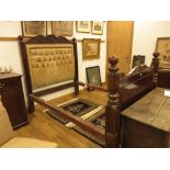 A Victorian mahogany and button upholstered bedstead CONDITION REPORT: Lacking