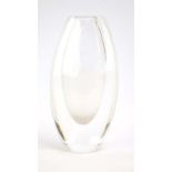 An Orrefors teardrop shaped cased glass vase, possibly by Nils Landberg, signed, h.