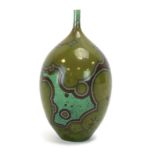 Matt Horne, a porcelain vase of bulbous form decorated in a green crystalline glaze, h.