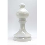 A 1970's white glass lamp in the form of a chess pawn, h.