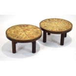 Roger Capron, a pair of tiled circular 'Garrigue' occasional tables, signed, d.