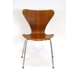 Arne Jacobsen for Fritz Hansen, a Series 7 teak bentwood chair,
