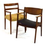 Two 1960's Danish teak elbow chairs