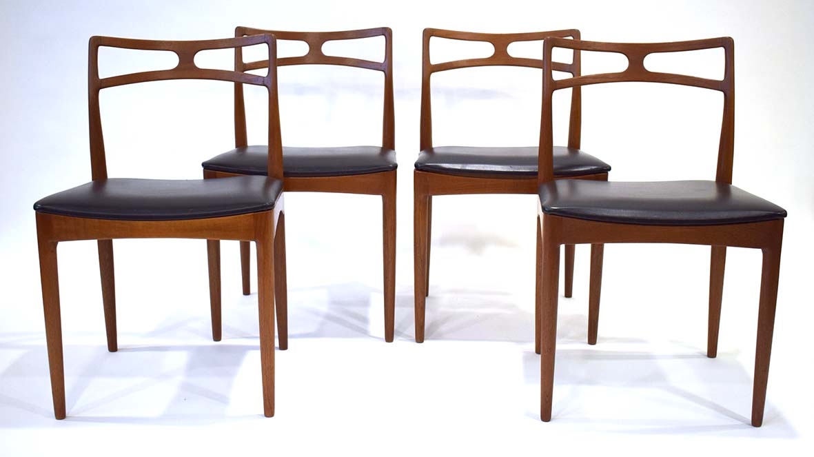 A set of four 1960's 'Model 94' teak dining chairs designed by Johannes Anderson,