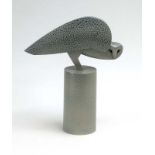 Anthony Theakston (b. 1965), a salt-glazed figure modelled as an owl on a plinth, inscribed, h.