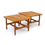 A pair of 1960's oak and crossbanded square occasional tables attributed to Borge Mogensen, w.