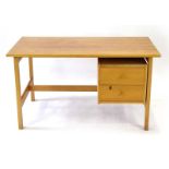 Hans Wegner for Getama, a 1970's Model 156 desk in beech with a single pedestal and two drawers, l.