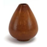 Gunnar Nylund for Rorstrand, a Swedish 'Russet' cone-shaped stoneware vase, h.