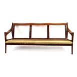 A 1960's teak three-seater sofa frame,