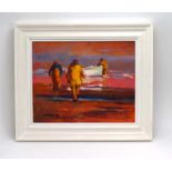 Jane Hodgson SWAc (contemporary), 'Winter Sun, Sheringham', signed, oil on board,