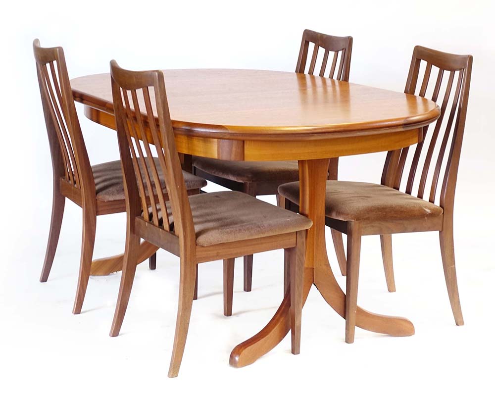 A set of four G-Plan teak and upholstered dining chairs together with a teak and crossbanded - Image 2 of 2