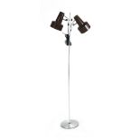 A 1970's brown enamelled twin-spot standard lamp with an aluminium shaft CONDITION