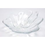 A Holmegaard clear glass dish of leaf form, w.