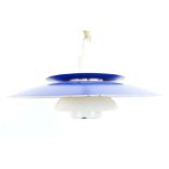 A Danish Lyskaer Type 4856 blue enamelled four-tier ceiling light CONDITION REPORT: