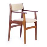 A Danish teak and upholstered Model 404 elbow chair designed by Arne Vodder