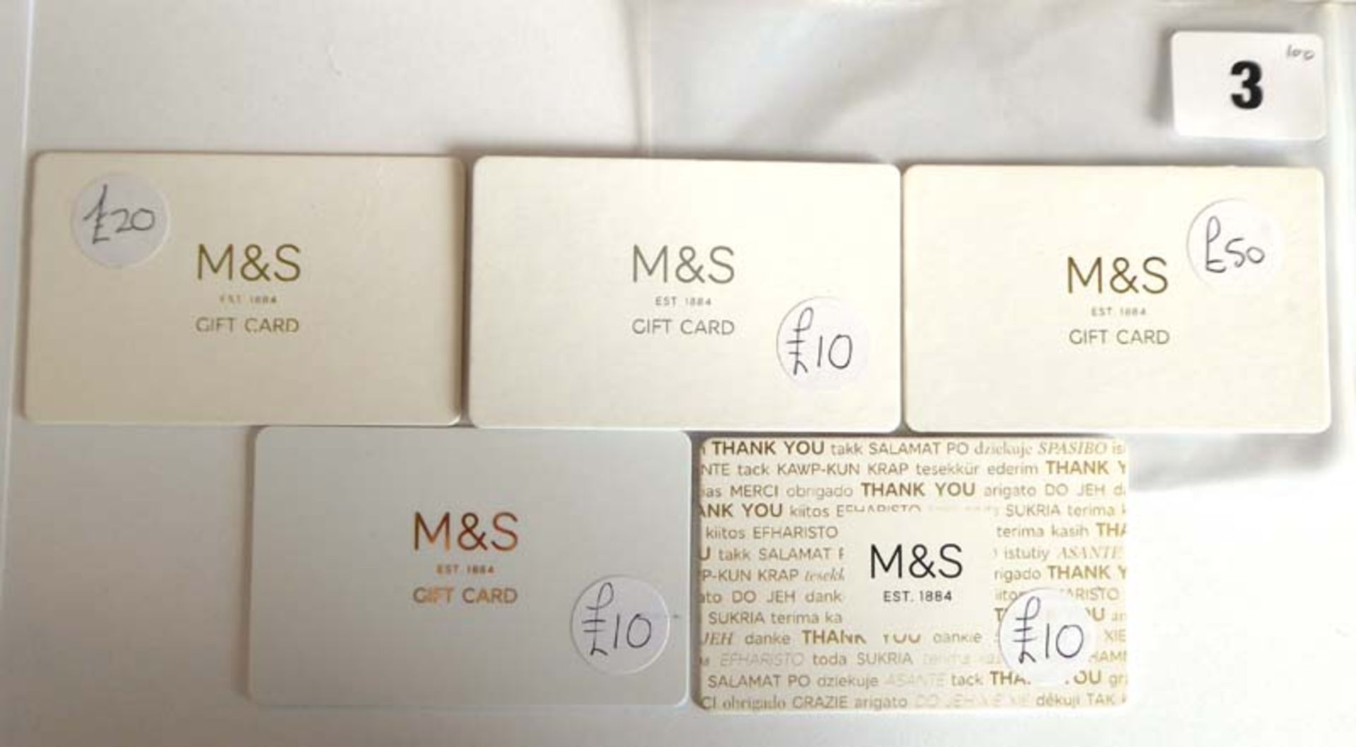 Marks & Spencer (x5) - Total face value £100