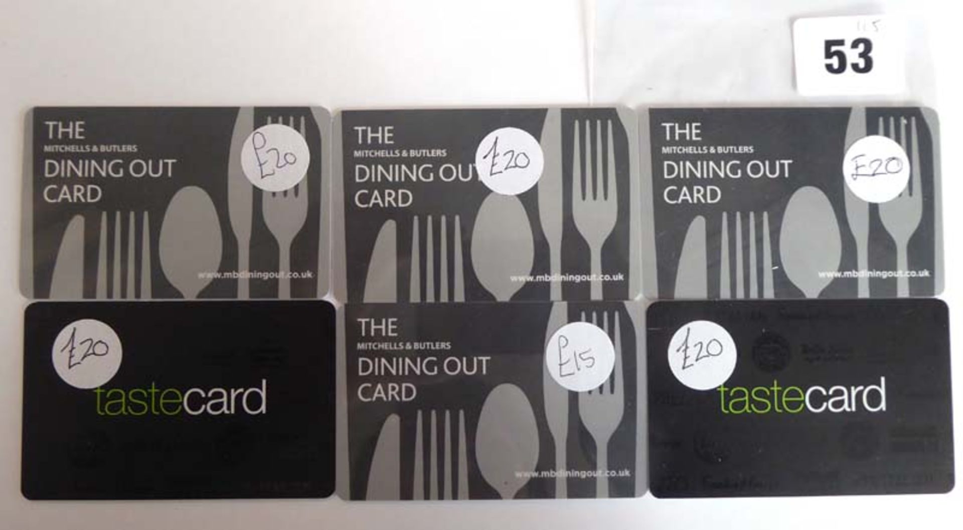 The Dining Out Card (x6) Total face value £115