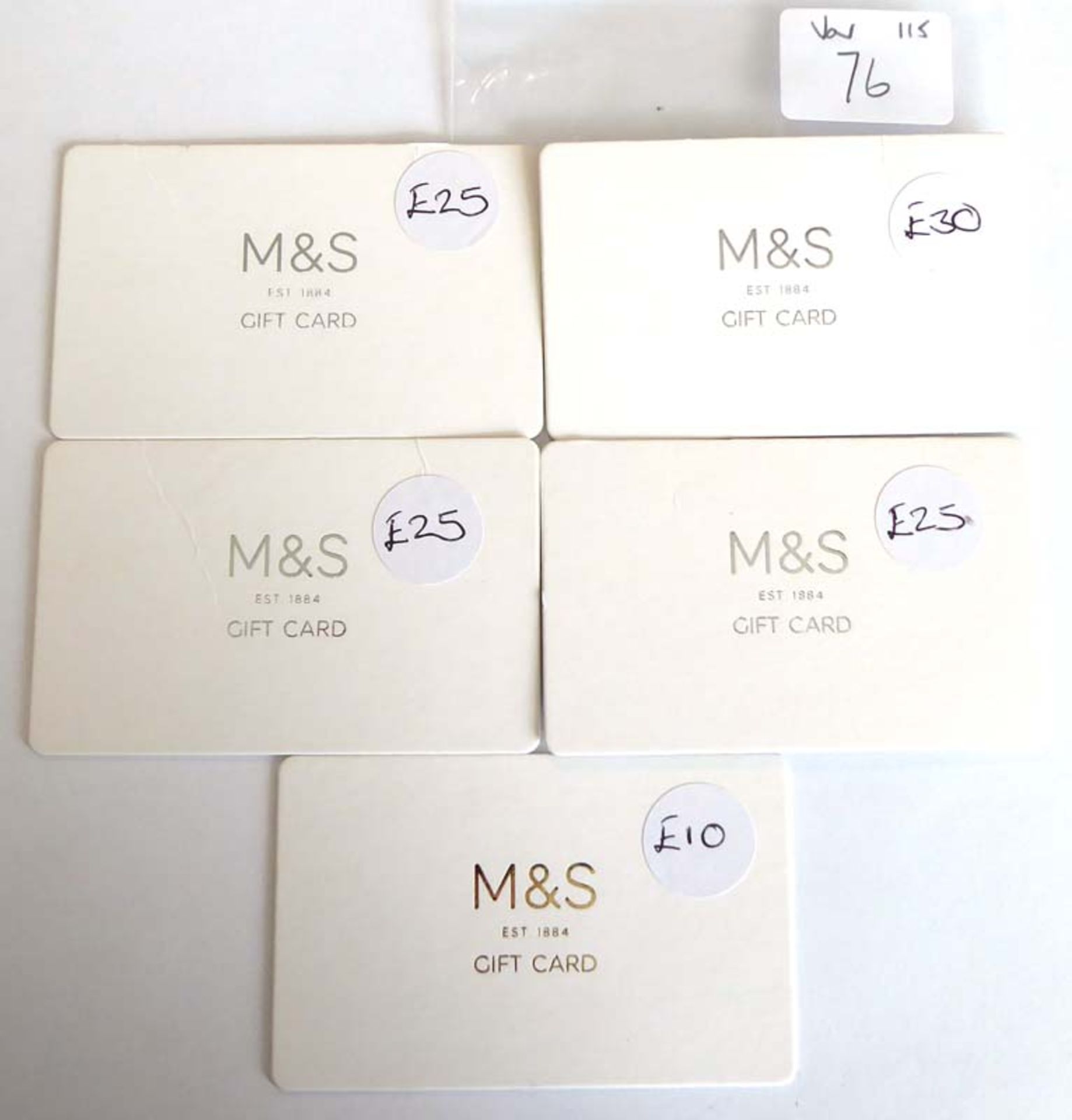 Marks & Spencer (x5) - Total face value £115