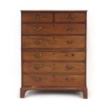 A 19th century mahogany chest-on-chest with an arrangement of two short over five long drawers,