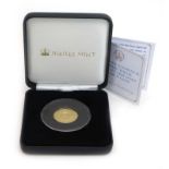 A cased Queen Elizabeth II Sapphire Jubilee 22ct gold proof £1 coin CONDITION REPORT: