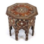 A late 19th/early 20th century Anglo-Indian bone inlaid occasional table, w.